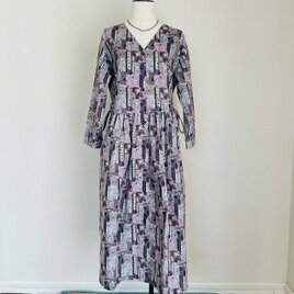 アーティスティック　ボタニカルパッチ　コートワンピース