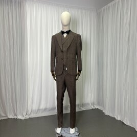 タキシード カーキ色 ジャケット、ベスト、パンツの3点セット ネックタイ 新郎衣装