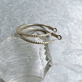 P702-ヴィンテージピアス U.S.A. 1980s Gold Tone Ribbed Textured Thin Hoop