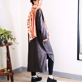 【new arrival】チョコレートブラウン：万能コーデのリネンワンピース：長シーズン