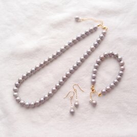 【K14gf】Gray Pearl Necklace／グレーパールネックレス（Light Gray）