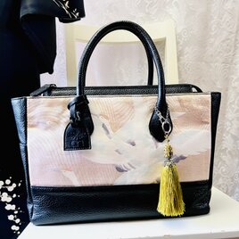 kimonobag  波と鶴　帯バッグ005