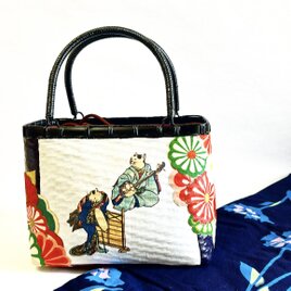 ハンドメイド 花柄 一閑張りかごバッグ 一閑張りバッグ “美しい花模様” | iichi 日々の暮らしを心地よく