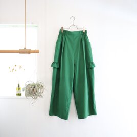 frill pocket straight pants (green)