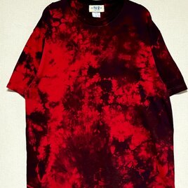 タイダイ Tシャツ XLサイズ ブラック×レッド ムラ染め Hippies Dye HD24-61
