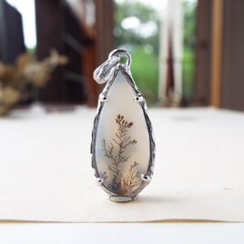 【一点物】鳥とアゲートのネックレス No.10　ツグミ