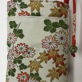 ８３３０　花柄の着物で作ったスマホショルダー