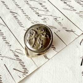 フランスアンティークボタンスカーフ留め／１9００年初頭メタル紋章ボタン