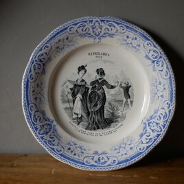 Creil et Montereau クレイユモントロー アンティークプレート　ブルー　フランスアンティーク