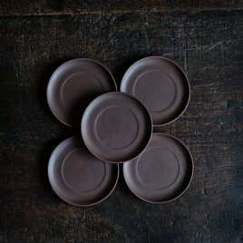シンプルなデザイン◆中国産茶托5客セット　陶器　中国茶器　シノワズリ　チャイナレトロ　煎茶茶器