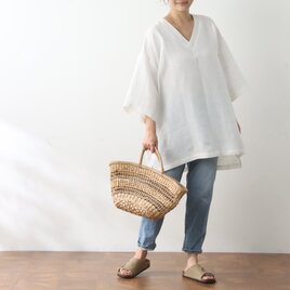 絞り染め コットンリネン ギャザー ロングワンピース ♪オーダー