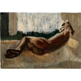 16×23㎝「真昼の光の中のヌード２」サムホール・油彩・原画