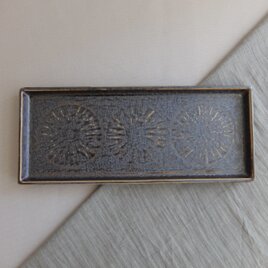 孔雀　切立三品長皿　花火