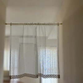 カフェカーテン✿❛りのまま❜レース✩.*˚ハンドメイド✿.*・♪ リネンカフェカーテン&細幅レース3種付き | iichi 日々の暮らし