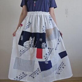 着物リメイク　手作り　型染め　裏地付き　コート　刺し子スヌード付き 着物リメイク 手作り 型染め 裏地付き コート | iichi 日々の