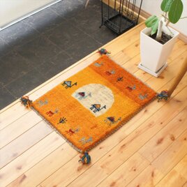 ペルシャ　ギャッベ  ミニランナー　115×42  アイボリー　ブラウン　ラクダ ペルシャ ギャッベ ミニランナー ラグ 115x40㎝ 茜色 ベージュ
