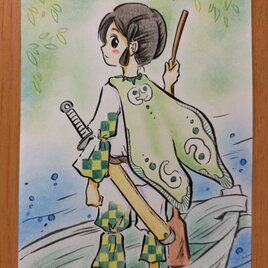 クレヨン画 椿のクレヨン画 (胡蝶侘助) | iichi 日々の暮らしを心地よくする