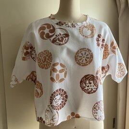 浴衣YUKATA Tシャツ・丸紋・茶・フリーサイズ