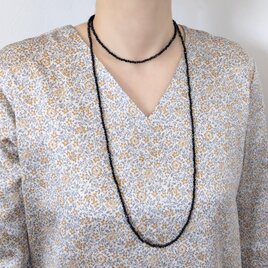 【3mmオニキス＊120cmロングネックレス】サージカルステンレス 316 金属アレルギー対応 オケージョン 2連 3連