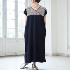ＬＯＩＳＩＲ　コットン＋ストライプ　カシュクール　ワンピース リネンコットンクリンクルカシュクールワンピース【ストライプ