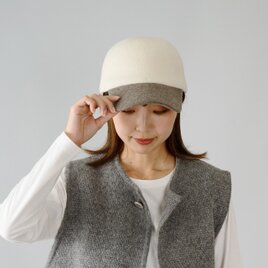 ウールキャップ キャップ ウール 帽子 YOKOI BERET モカ＆ホワイト [YO-BR009-MOWH]