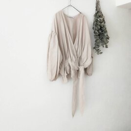 カシュクールフリルリネンボレロ/ベージュ