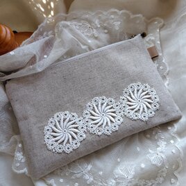 メガネケース*手刺繍*ポピー*リネン | iichi 日々の暮らしを