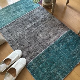 48×114 パッチワーク　リーフ赤い花　ブラウン　トルコヴィンテージラグ 48×114 パッチワーク リーフ赤い花 ブラウン トルコヴィンテージ