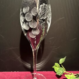 葡萄のグラス⓶〜手彫りガラス〜