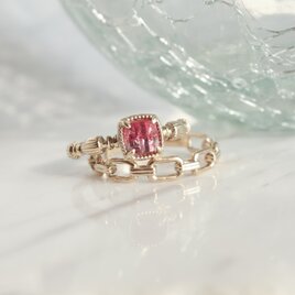 バイカラートルマリンK10リング　12号 pink&purple バイカラートルマリン リング / K10YG【1点限り
