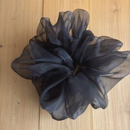 グラスシャンブレー　ボリュームシュシュ　BIGサイズ　ブラック