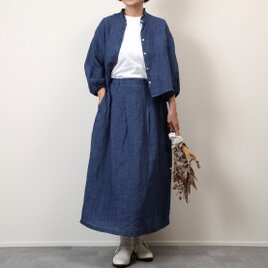 #516タックギャザースカート(インディゴブルー)