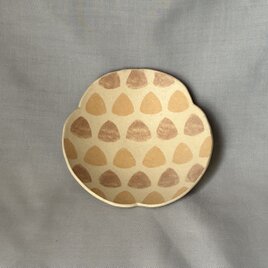 スリップ模様 三角輪花皿