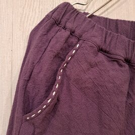 uni綿麻定番パンツ　ぶどう色
