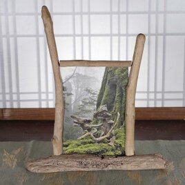 アンティーク 木 オブジェ　流木アート　置物　ひょうたん付 流木オブジェ 古木 置き物 C 大きい W48cm 個性的 一点物 木製