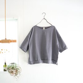 boat neck wide cut-sew (gray x white)