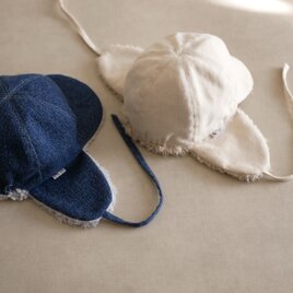 ベビー＆キッズ帽子　デニムのもこもこファーハット