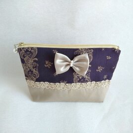 NO.144 ハンドメイドシュシュ　リバティ　花柄　手染めビーズ　ブルー リバティ シュシュ ブルー | miho ariece