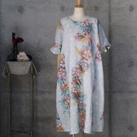 浴衣リメイク　有松絞りのギャザーワンピース eb47c62b7b24ea86d039eda31fcb76