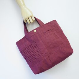小さな布たちのトートバッグ ボルドー