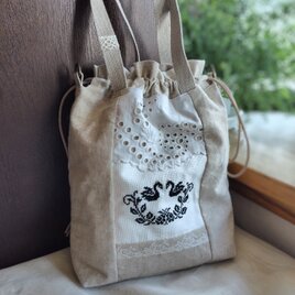 MISS JUNE パッチワークデザインのヴィンテージカゴトートバッグ MISS JUNE パッチワークデザインのヴィンテージカゴトートバッグ