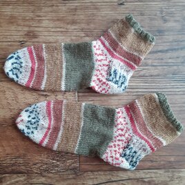 手編みopal毛糸アフガン編みのミニブランケット 送料無料❤️opal毛糸アフガン編みのミニブランケット | iichi