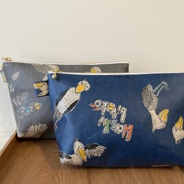 裏付き　ラミネートポーチ　ハシビロコウ