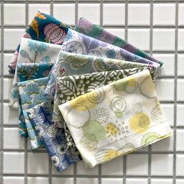 インド ブロックプリント生地 ミニカットクロス 10枚セット寒色系vol.25 ファブリック はぎれIF0334