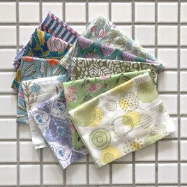 インド ブロックプリント生地 ミニカットクロス 10枚セット寒色系vol.33 ファブリック はぎれIF0334