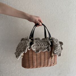 手編みのかごバッグ オーダー用】籐とかぎ針編みのバッグMeggBag marche M /かご