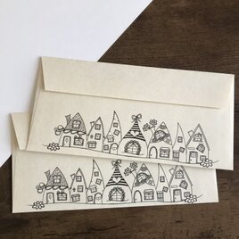 お札が入る封筒　家イラスト入り5枚