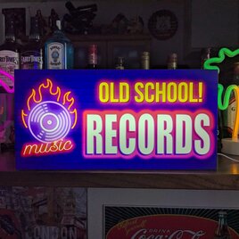 【Lサイズ】中古レコード オールドスクール レコード CD ミュージック DJ 店舗 自宅看板 置物 雑貨 ライトBOX