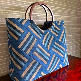 【結城紬◆切嵌袋帯】オーガンジー しょうざん紬 ターコイズブルー レッド 本結城紬 縞模様 ストライプ ブルーグレー［K161］ | kimono ulala