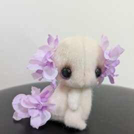 グレーパープルのジャーマンモヘアのテディベア グレーパープルのドイツモヘアのテディベア ぬいぐるみ iro-hana